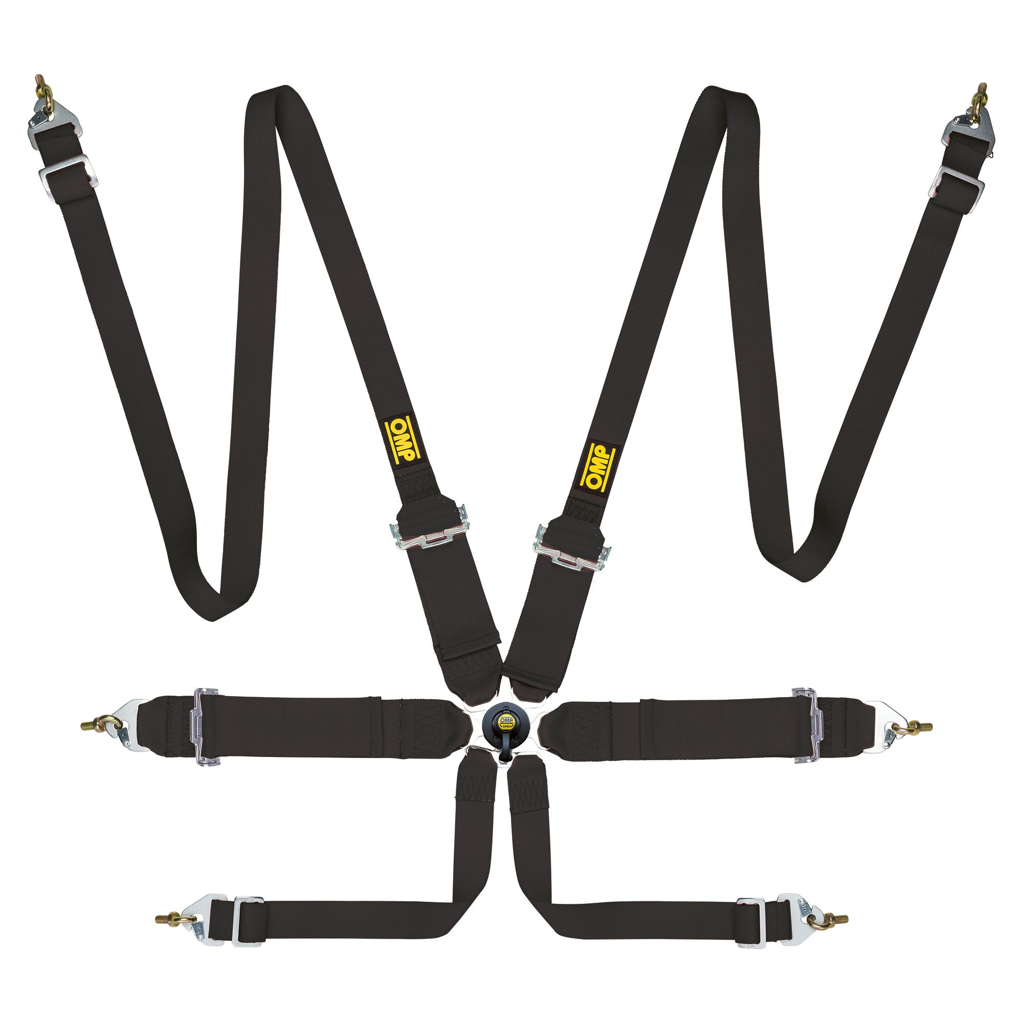 OMP FIRST 3+2 ремни для автоспорта (6-ти точ.)/(3/2"+3"/pull up), черный