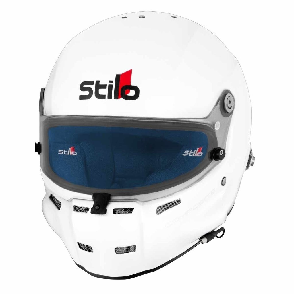 STILO ST5F COMPOSITE шлем для автоспорта (HANS), белый/синий, р-р 64