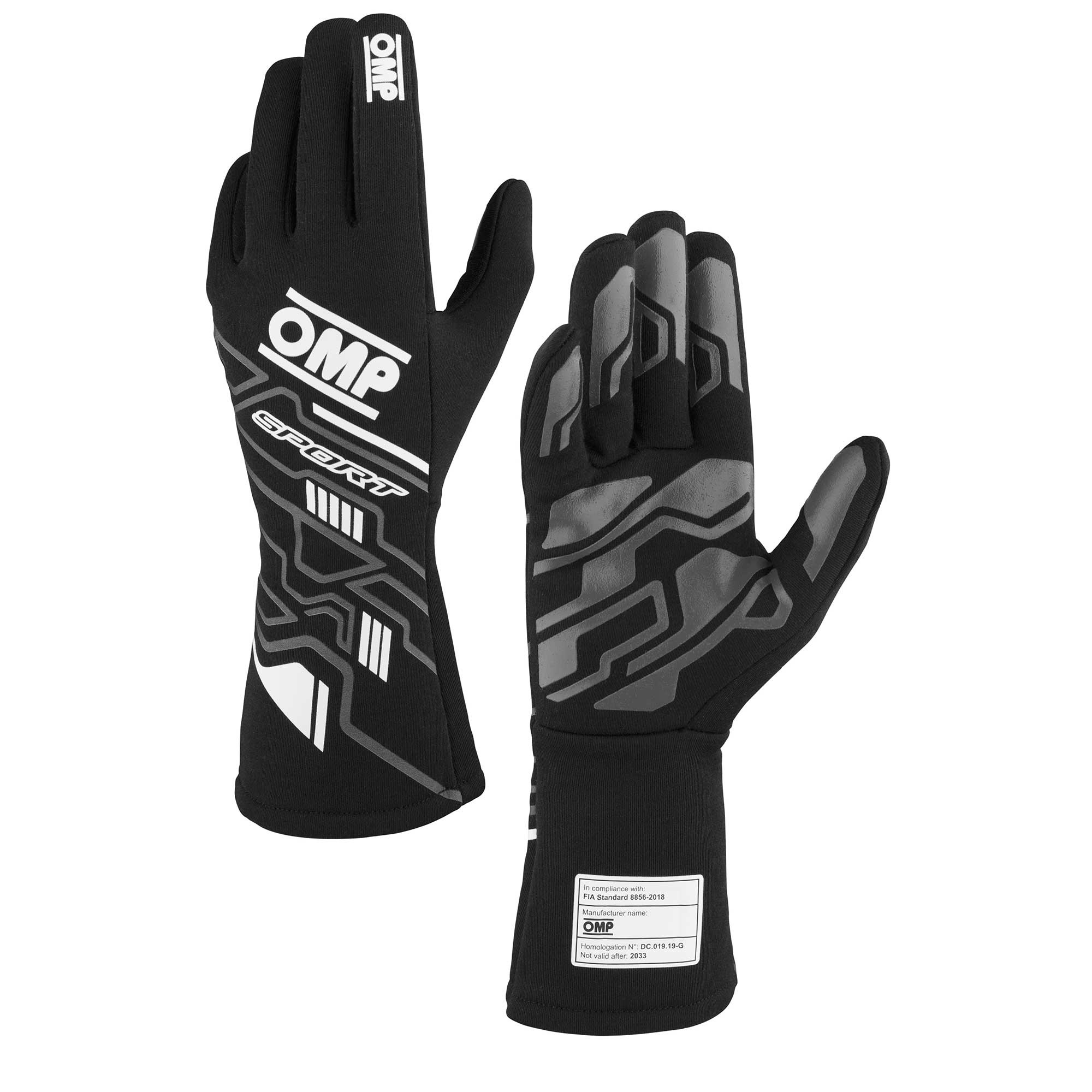 OMP SPORT перчатки для автоспорта, черный/белый, р-р XS на сайте DARK-STOCK.RU
